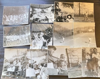 1949 Alumni Day Tennis Photo Lot – College Match, Players, Crowd & Notes