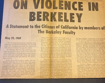 1969 - LA Times - On Violence In UC Berkeley - Newspaper California June
