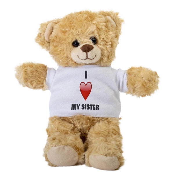 I Love my Sister Teddy Bear, Gift Stuffed Animal, Plush Teddy Bear with Tee, Welcoming Baby Gift, Gift For Her, Gift For Newborn