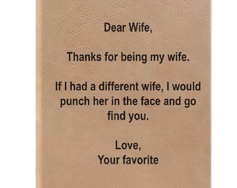 Dear Wife Notebook, Journal Gift Idea, Ruled Line Pages, Gift Idea, Gratitude Journal, Memory Book, Leatherette Journal