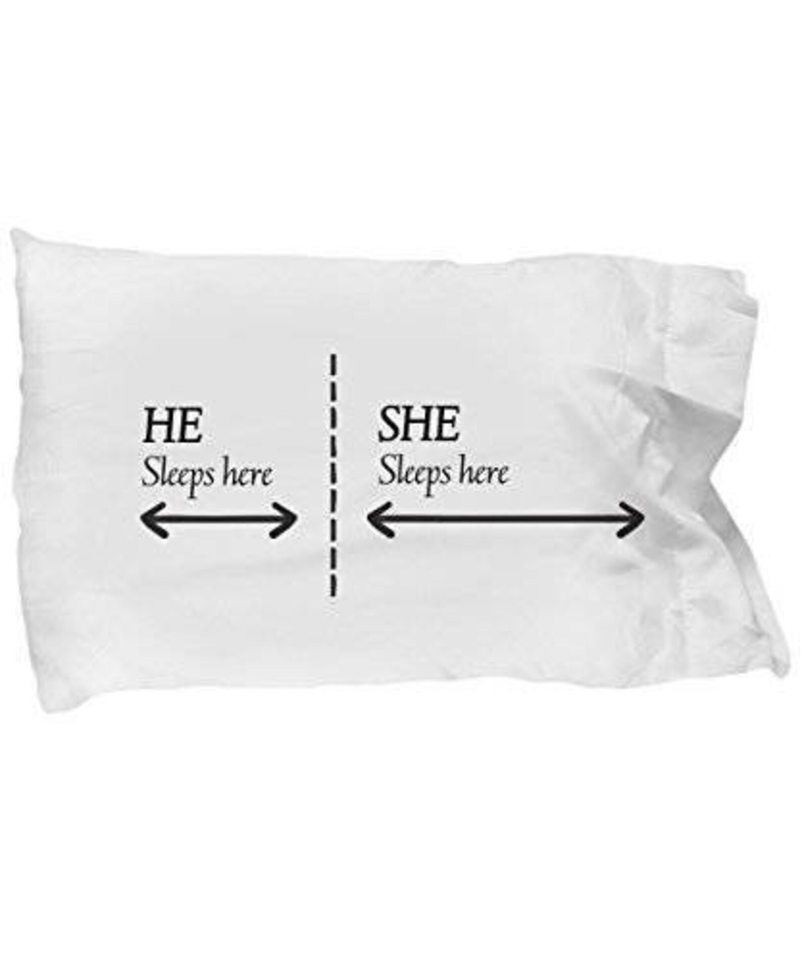 He Sleeps Here She Sleeps Here Husband Pillow Case Wife Etsy