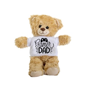 Gamer Dad Teddy Bear, Dad Gift Idea, Gift For Dad Gift Stuffed Animal, Plush Teddy Bear with Tee, Gift for Her