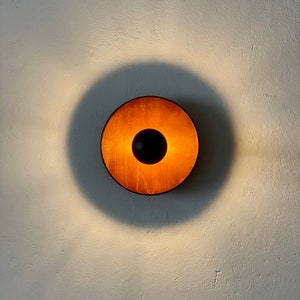 round wooden wall lamp indirect lighting minimalist high quality handmade wall lamp image 1