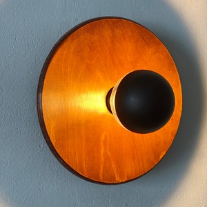 round wooden wall lamp indirect lighting minimalist high quality handmade wall lamp image 2