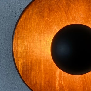 round wooden wall lamp indirect lighting minimalist high quality handmade wall lamp image 3