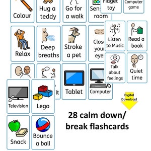 Calm Down Technique Flashcards - Autism, SEN, Now and next, Visual aid