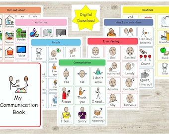 Communication visuals book - make your own - instant digital download- Autism, SEN, Now and next, Visual aid