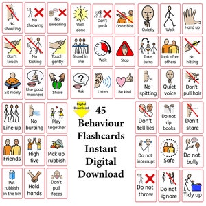 Behaviour Flashcards - Autism, SEN, Now and next, Visual aid