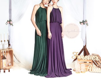 BB Faithe in 12 colours Halter Floor length Boho Bridesmaid Maxi dress Wedding Prom dress