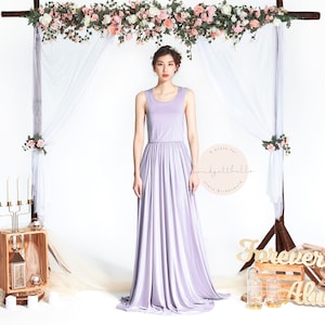 BB Evette in Mauve Dusty Purple Sleeveless Floor length with Slit Bridesmaid Wedding dress