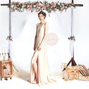 BB Evette in Champagne Sleeveless Floor length with Slit Bridesmaid Wedding dress
