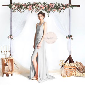 BB Evette in Dove Grey Sleeveless Floor length with Slit Bridesmaid Wedding dress