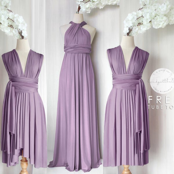 Bow Multi Wear Convertible Bridesmaid Dresses Lavender