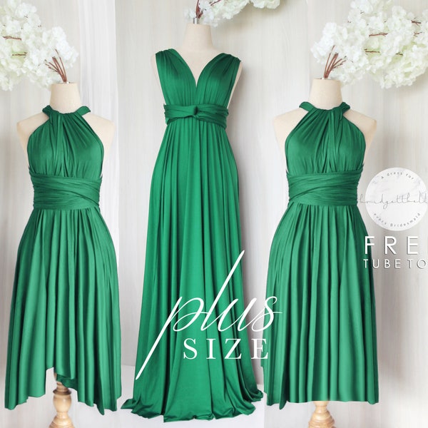 BB Floor length Maxi Infinity Multiway Convertible Formal Prom Bridesmaid dress in Emerald green (Regular & Plus size)