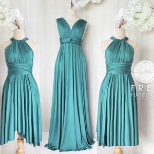 BB Floor length Maxi Infinity Multiway Convertible Formal Prom Bridesmaid dress in Teal (Regular & Plus size)