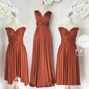 BB Floor length Maxi Infinity Multiway Convertible Formal Prom Bridesmaid dress in Rust (Regular & Plus size)