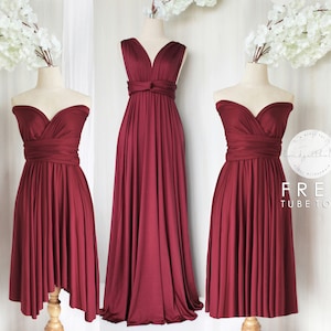 Vestidos cortos color rojo vino top