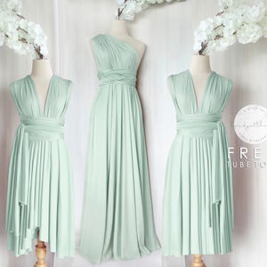 BB Floor length Maxi Infinity Multiway Convertible Formal Prom Bridesmaid dress in Mint (Regular & Plus size)