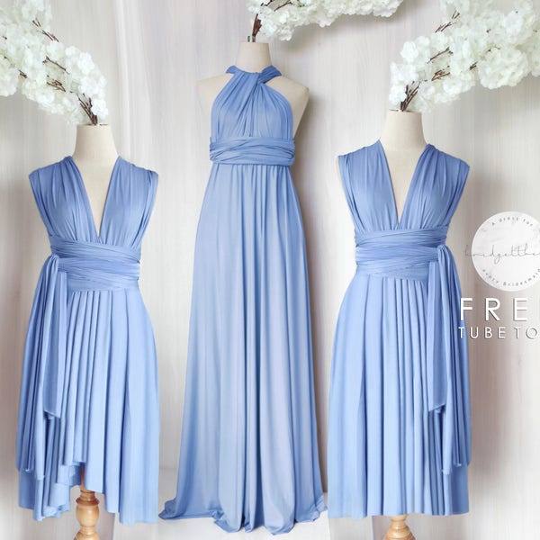 BB Floor length Maxi Infinity Multiway Convertible Formal Prom Bridesmaid dress in Periwinkle (Regular & Plus size)