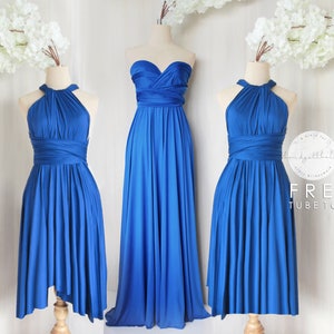 BB Floor length Maxi Infinity Multiway Convertible Formal Prom Bridesmaid dress in Cobalt blue (Regular& Plus size)