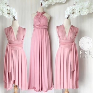 BB Floor length Maxi Infinity Multiway Convertible Formal Prom Bridesmaid dress in Blush (Regular & Plus size)