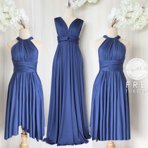 BB Floor lengte Maxi Infinity Multiway Convertible Formal Prom Bridesmaid dress in Midnight (Regular & Plus size)