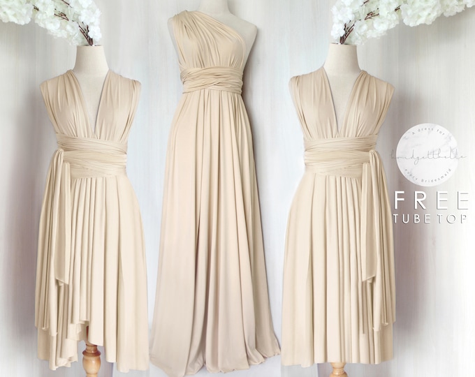 Champagne beige long infinity dress main image 0