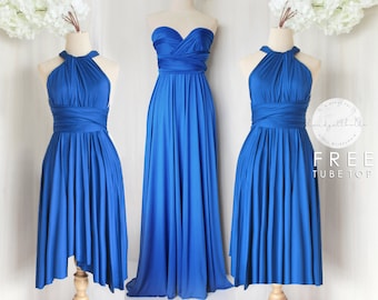 BB Floor length Maxi Infinity Multiway Convertible Formal Prom Bridesmaid dress in Cobalt blue (Regular& Plus size)