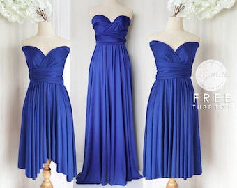 BB Floor length Maxi Infinity Multiway Convertible Formal Prom Bridesmaid dress in Royal blue (Regular & Plus size)