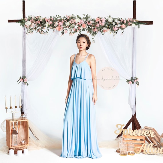 BB Cadee in Powder Blue Strappy Floor length Convertible Boho Bridesmaid Maxi dress Wedding Prom dress BB Cadee in Powder Blue Strappy Floor length Convertible Boho Bridesmaid Maxi dress Wedding Prom dress