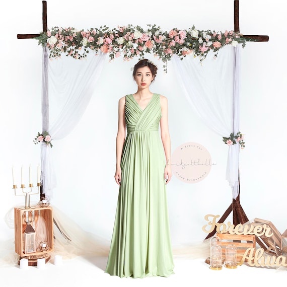 sage green boho maxi dress