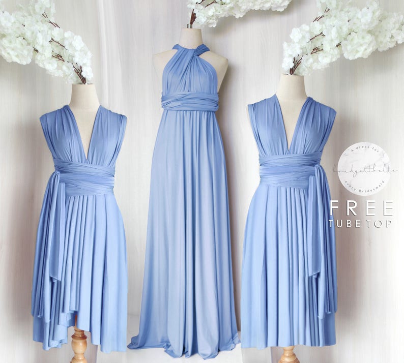 Regular /& Plus size BB Floor length Maxi Infinity Multiway Convertible Formal Prom Bridesmaid dress in Periwinkle