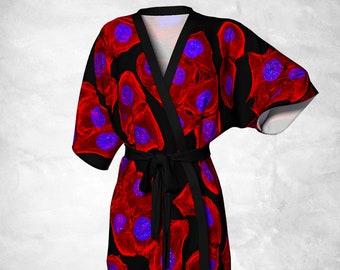 Cytoskeleton Kimono Cardigan (Science Art, Fashion, Molecular Biology, Cells, Mitosis, Anaphase, DNA, Actin, STEM, Teacher, Gift, PhD)