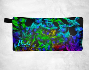 Molecular Rainbow Zipper Carry-All Bag (Pouch, Microscopy, Fashion, Science Art, Biology, Cells, DNA, STEM, Teacher, Gift)