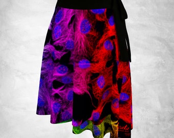 Molecular Rainbow Wrap Skirt (Science Art, Fashion, Molecular Biology, Cells, Actin, Microtubules, DNA, STEM, Teacher, Gift, PhD)