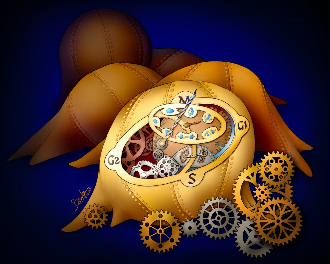 Cell Cycle Clock - Science Art Print on Paper, Canvas, Acrylic (biology ...