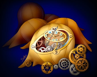 Cell Cycle Clock - Science Art Print on Paper, Canvas, Acrylic (Biology, Mitosis, Cell Division, DNA, Vintage, PhD)