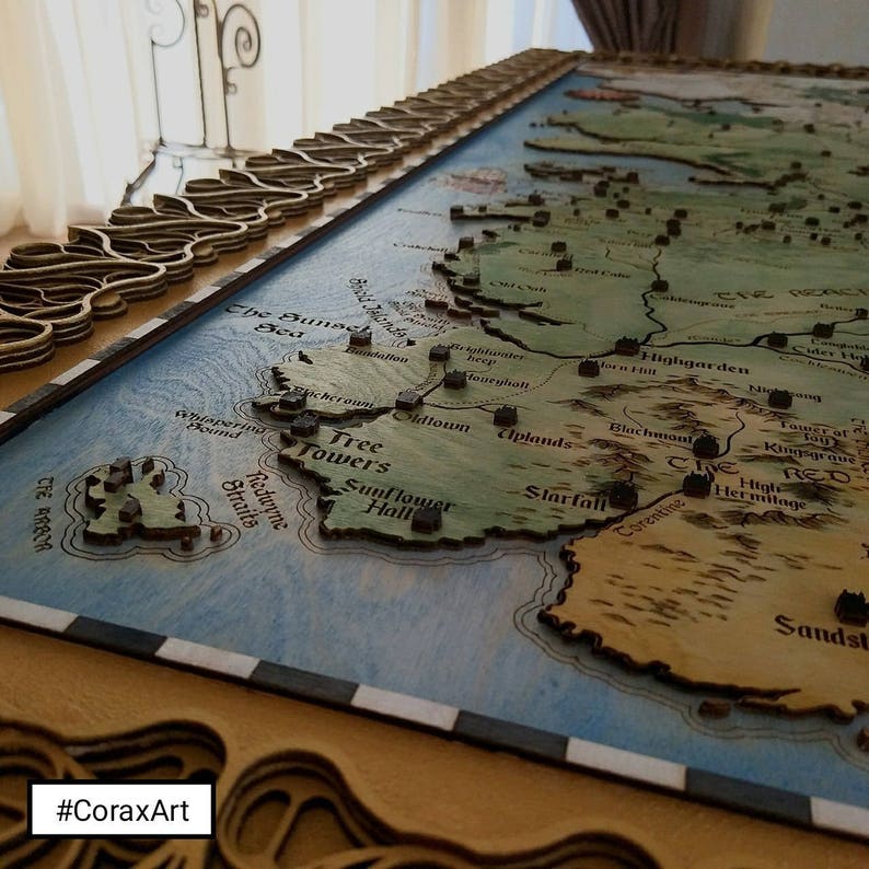 Table Game Of Thrones Map Dragon Legs Westeros Map Seven Etsy