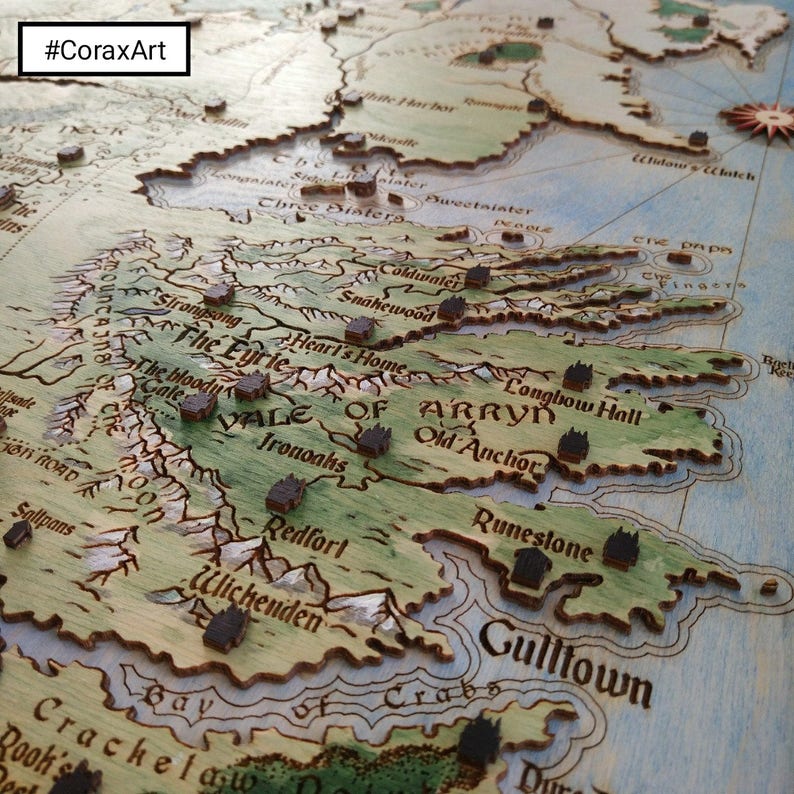 Table Game Of Thrones Map Dragon Legs Westeros Map Seven Etsy