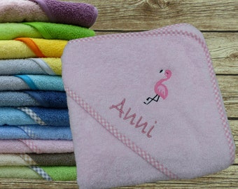 Baby towel with name Flamingo in desired color