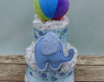 Diaper cake ball and cuddly cloth blue