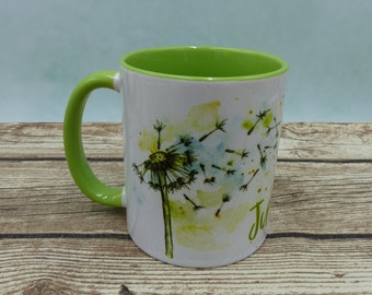 Tasse mit Namen Pusteblume hellgrün