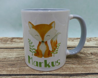 Tasse mit Namen Fuchs in Wunschfarbe