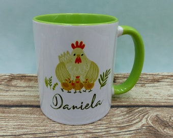 Cup with the name chickens in the color of your choice