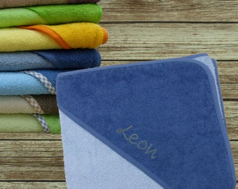 Hooded towel 100 x 100 cm with name in the color of your choice