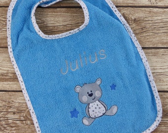 Bib with name personalized dog turquoise