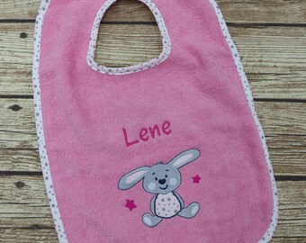 Lätzchen personalisiert Hase rosa