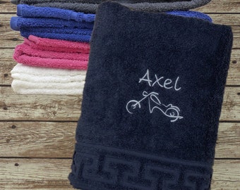 Towel with name motorcycle in desired size and color