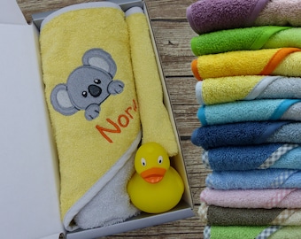 Gift set baby bath with name Koala in desired color