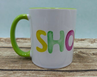 Cup with name watercolor letters in desired color